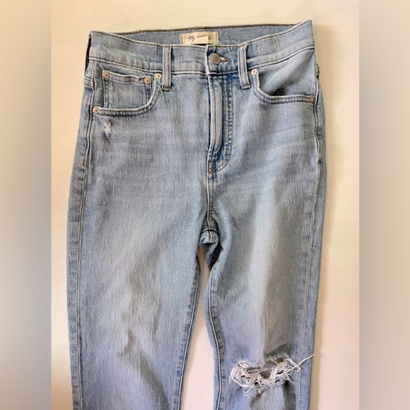 Madewell The Perfect Vintage Jean High Rise Raw Hem Destroyed Light Blue Sz 25 - Picture 3 of 5